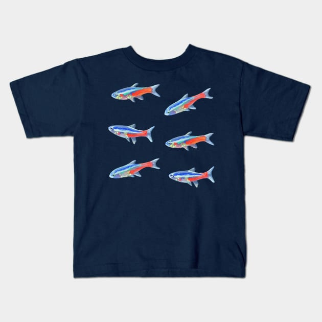 Neon tetra set Kids T-Shirt by EmilyBickell